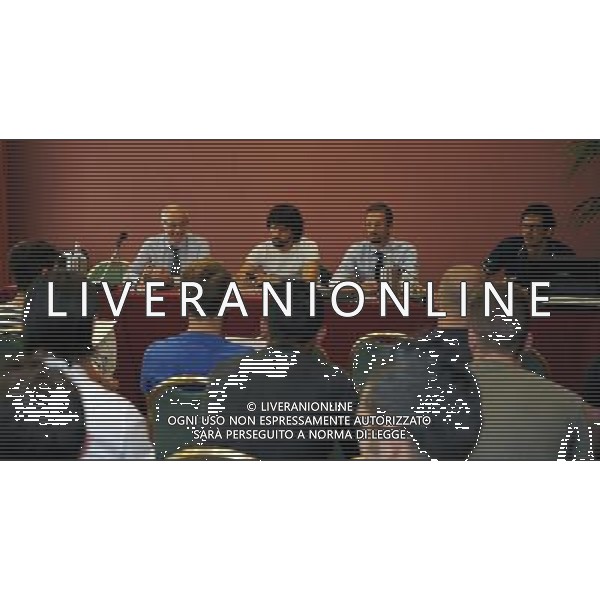 Riunione AIC con i rappresentanti dei calciatori di Lega Pro Milano - 26.08.2013 Nella Foto:Grazioli Gianni,Umberto Calcagno e Damiano Tommasi durante la riunione con i rappresentanti dei calciatori di Lega Pro con ordine del giorno il possibile sciopero contro le nuove regole degli under /Ph.Vitez-Ag. Aldo Liverani