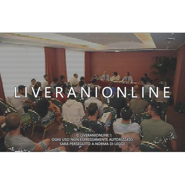 Riunione AIC con i rappresentanti dei calciatori di Lega Pro Milano - 26.08.2013 Nella Foto:Grazioli Gianni,Umberto Calcagno e Damiano Tommasi durante la riunione con i rappresentanti dei calciatori di Lega Pro con ordine del giorno il possibile sciopero contro le nuove regole degli under /Ph.Vitez-Ag. Aldo Liverani