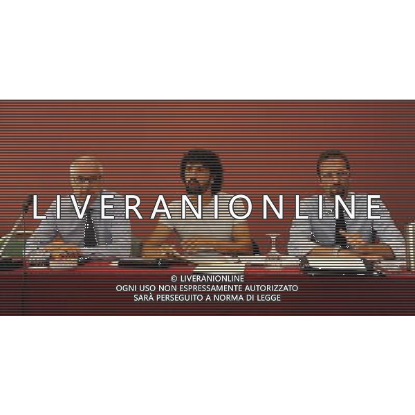 Riunione AIC con i rappresentanti dei calciatori di Lega Pro Milano - 26.08.2013 Nella Foto:Grazioli Gianni,Umberto Calcagno e Damiano Tommasi durante la riunione con i rappresentanti dei calciatori di Lega Pro con ordine del giorno il possibile sciopero contro le nuove regole degli under /Ph.Vitez-Ag. Aldo Liverani