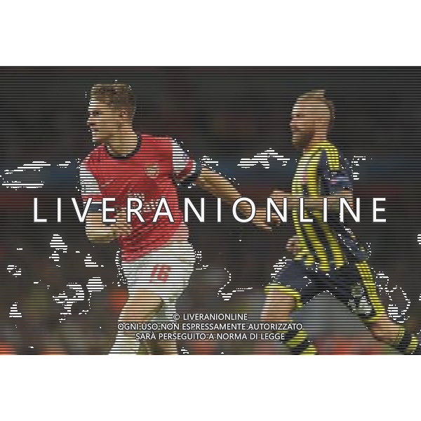  Aaron Ramsey playing in the Champions League qualifier second leg, between Arsenal and Fenerbahce at The Emirates Stadium, London, on Tuesday August 27, 2013. 