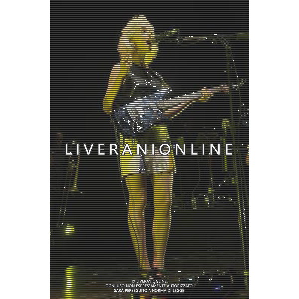 David Byrne (of Talking Heads fame) performs songs with St. Vincent (Annie Erin Clark) from their Love This Giant album at The Roundhouse, Chalk Farm/London, England, UK on 27th August 2013. Pictured: St Vincent. ©photoshot/AGENZIA ALDO LIVERANI SAS - ITALY ONLY - EDITORIAL USE ONLY