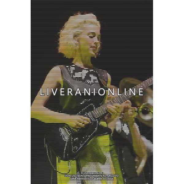 David Byrne (of Talking Heads fame) performs songs with St. Vincent (Annie Erin Clark) from their Love This Giant album at The Roundhouse, Chalk Farm/London, England, UK on 27th August 2013. Pictured: St Vincent. ©photoshot/AGENZIA ALDO LIVERANI SAS - ITALY ONLY - EDITORIAL USE ONLY