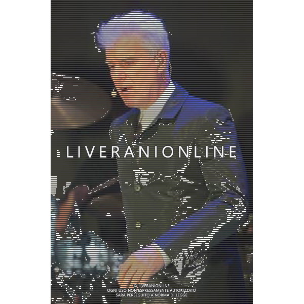 David Byrne (of Talking Heads fame) performs songs with St. Vincent (Annie Erin Clark) from their Love This Giant album at The Roundhouse, Chalk Farm/London, England, UK on 27th August 2013. Pictured: David Byrne. ©photoshot/AGENZIA ALDO LIVERANI SAS - ITALY ONLY - EDITORIAL USE ONLY