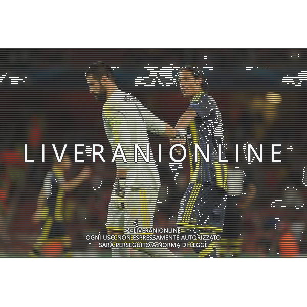  Volkan Demirel and Bruno Alves during the Champions League qualifier second leg, between Arsenal and Fenerbahce at The Emirates Stadium, London, on Tuesday August 27, 2013. ©photoshot/AGENZIA ALDO LIVERANI SAS - ITALY ONLY - EDITORIAL USE ONLY