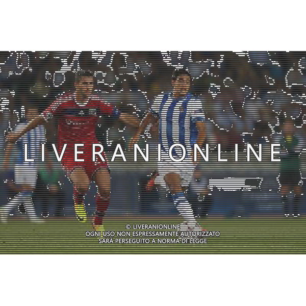 Maxime Gonalons / Carlos Vela - 28.08.2013 - Real Sociedad / Lyon - Champions League Play Off - Photo : Manuel Blondeau / Icon Sport AG ALDO LIVERANI SAS ONLY ITALY
