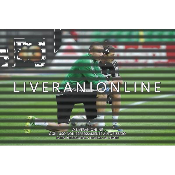 Stephane RUFFIER / Fabrice GRANGE - 29.08.2013 - Saint Etienne / Esbjerg FB - Europa League 2013 Photo : Jean Paul Thomas / Icon Sport AG ALDO LIVERANI SAS ONLY ITALY