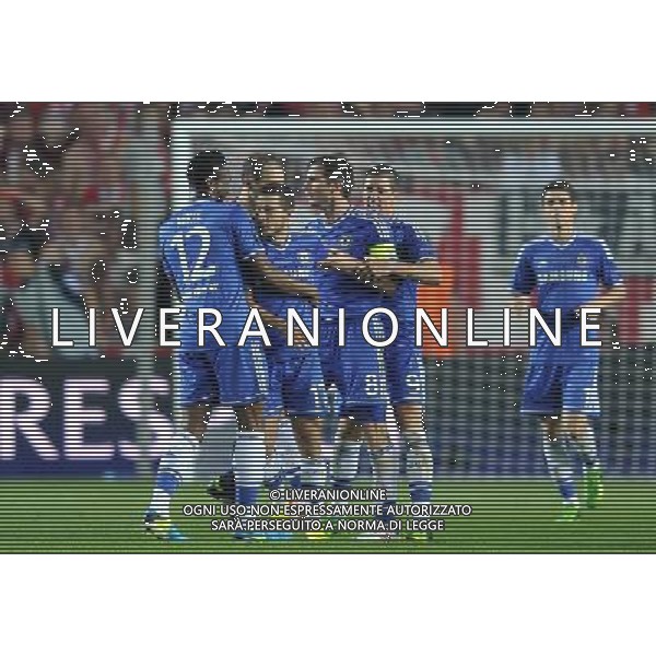 2013.08.30 PRAGA PILKA NOZNA SUPER PUCHAR EUROPY 2013 FOOTBALL UEFA SUPERCUP 2013 FC BAYERN MONACHIUM - FC CHELSEA LONDYN N/Z BRAMKA GOL RADOSC 1-2 EDEN HAZARD FOTO LUKASZ LASKOWSKI / PRESSFOCUS NEWSPIXPL --- Newspix.pl AG ALDO LIVERANI SAS ONLY ITALY *** Local Caption *** www.newspix.pl mail us: info@newspix.pl call us: 0048 022 23 22 222 --- Polish Picture Agency by Ringier Axel Springer Poland