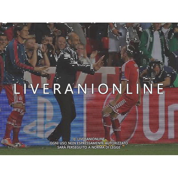 2013.08.30 PRAGA PILKA NOZNA SUPER PUCHAR EUROPY 2013 FOOTBALL UEFA SUPERCUP 2013 FC BAYERN MONACHIUM - FC CHELSEA LONDYN N/Z BRAMKA GOL RADOSC 1-1 JOSEP PEP GUARDIOLA (TRENER, HEAD COACH) FRANCK RIBERY FOTO LUKASZ LASKOWSKI / PRESSFOCUS NEWSPIXPL --- Newspix.pl AG ALDO LIVERANI SAS ONLY ITALY *** Local Caption *** www.newspix.pl mail us: info@newspix.pl call us: 0048 022 23 22 222 --- Polish Picture Agency by Ringier Axel Springer Poland