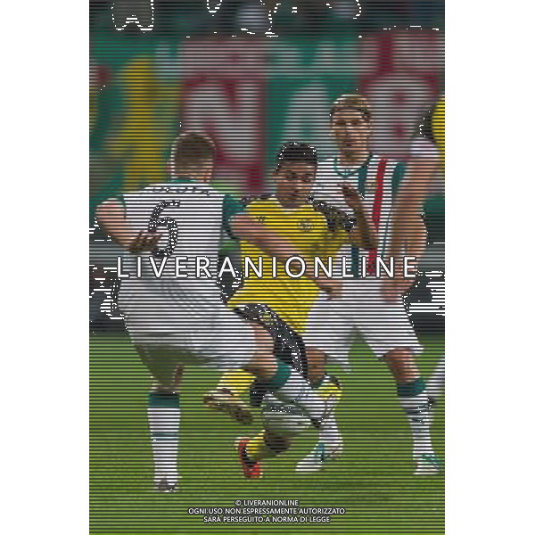 POLSKA WROCLAW 29 08 2013 STADION MIEJSKI aleja SLASKA 1 SEZON 2013 2014 UEFA LIGA EUROPY REWANZOWY MECZ CZWARTEJ RUNDY ELIMINACYJI LIGI EUROPY WKS SLASK WROCLAW v SEVILLA FC N Z TOMASZ HOLOTA slask wroclaw 6 VITOLO VICTOR MACHIN PEREZ sevilla fc 20 KRZYSZTOF OSTROWSKI slask wroclaw 2 SEBASTIAN BOROWSKI Newspix pl POLAND WROCLAW 29 08 2013 STADIUM MUNICIPAL avenue SLASKA 1 SEASON 2013 2014 UEFA EUROPA LEAGUE SECOND LEG FOURTH QUALIFYING ROUND LEAGUE EUROPE MATCH WKS SLASK WROCLAW v SEVILLA FC --- Newspix.pl AG ALDO LIVERANI SAS ONLY ITALY *** Local Caption *** www.newspix.pl mail us: info@newspix.pl call us: 0048 022 23 22 222 --- Polish Picture Agency by Ringier Axel Springer Poland