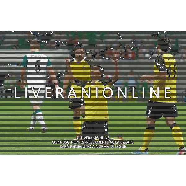 29.08.2013 WROCLAW PILKA NOZNA LIGA EUROPEJSKA EUROPY CZWARTA RUNDA KWALIFIKACYJNA SEZON 2013/2014 FOOTBALL UEFA EUROPA LEAGUE SECOND LEG OF THE FOURTH QUALIFYING ROUND SEASON 2013/2014 WKS SLASK WROCLAW - SEVILLA FC N/Z CARLOS BACCA BRAMKA GOL RADOSC NA 0-2 FOT PAWEL ANDRACHIEWICZ / PRESSFOCUS NEWSPIXPL --- Newspix.pl AG ALDO LIVERANI SAS ONLY ITALY *** Local Caption *** www.newspix.pl mail us: info@newspix.pl call us: 0048 022 23 22 222 --- Polish Picture Agency by Ringier Axel Springer Poland
