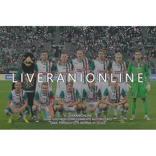 29.08.2013 WROCLAW PILKA NOZNA LIGA EUROPEJSKA EUROPY CZWARTA RUNDA KWALIFIKACYJNA SEZON 2013/2014 FOOTBALL UEFA EUROPA LEAGUE SECOND LEG OF THE FOURTH QUALIFYING ROUND SEASON 2013/2014 WKS SLASK WROCLAW - SEVILLA FC N/Z ZDJECIE GRUPOWE GORNY RZAD OD LEWEJ AMIR SPAHIC, SYLWESTER PATEJUK, PRZEMYSLAW KAZMIERCZAK, ADAM KOKOSZKA, MARIUSZ PAWELEC, RAFAL GIKIEWICZ, DOLNY RZAD OD LEWEJ SEBINO PLAKU, SEBASTIAN MILA, KRZYSZTOF OSTROWSKI, WALDEMAR SOBOTA, TOMASZ HOLOTA FOT PAWEL ANDRACHIEWICZ / PRESSFOCUS NEWSPIXPL --- Newspix.pl AG ALDO LIVERANI SAS ONLY ITALY *** Local Caption *** www.newspix.pl mail us: info@newspix.pl call us: 0048 022 23 22 222 --- Polish Picture Agency by Ringier Axel Springer Poland