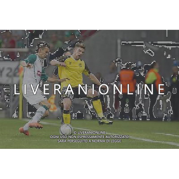 29.08.2013 WROCLAW , STADION MIEJSKI, AL. SLASKA, (POLAND WROCLAW, CITY STADIUM ) PILKA NOZNA (FOOTBALL, SOCCER), LIGA EUROPY UEFA SEZON 2013/2014 DRUGA RUNDA ELIMINACYJNA ( UEFA EUROPA LEAGUE SEASON 2013/2014 SECOND QUALIFYING ROUND FIRST LEG) MECZ (GAME MATCH) WKS SLASK WROCLAW - SEVILLA FC NZ WALDEMAR SOBOTA ( L) ALBERTO MORENO ) P) FOTO KATARZYNA PLEWCZYNSKA/CYFRASPORT/NEWSPIX.PL --- Newspix.pl AG ALDO LIVERANI SAS ONLY ITALY *** Local Caption *** www.newspix.pl mail us: info@newspix.pl call us: 0048 022 23 22 222 --- Polish Picture Agency by Ringier Axel Springer Poland