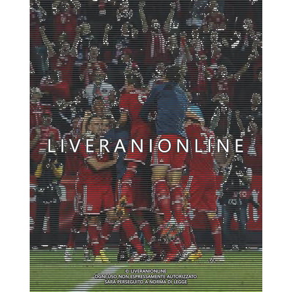 (130830) -- PRAGUE, Aug. 30, 2013 () -- Players of Bayern Munich celebrates after the UEFA Super Cup football match Chelsea FC vs Bayern Munich on August 30, 2013 at the Eden Stadium in Prague. Bayern Munich won the match 7:6. (/Zhou Lei) ©photoshot/AGENZIA ALDO LIVERANI SAS - ITALY ONLY - Chelsea vs Bayern Monaco UEFA Supercoppa Europea allo Stadio Eden di Praga 30 agosto 2013