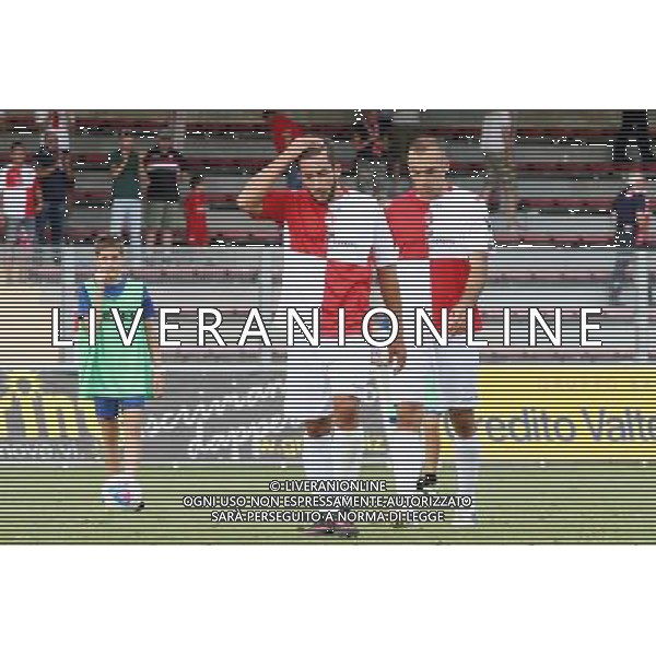 BASSANO - RIMINI CAMPIONATO LEGA PRO 1 SETTEMBRE 2013 NELLA FOTO LA DELUSIONE DEI GIOCATORI DEL RIMINI A FINE GARA ©GARBUIO/AGENZIA ALDO LIVERANI SAS