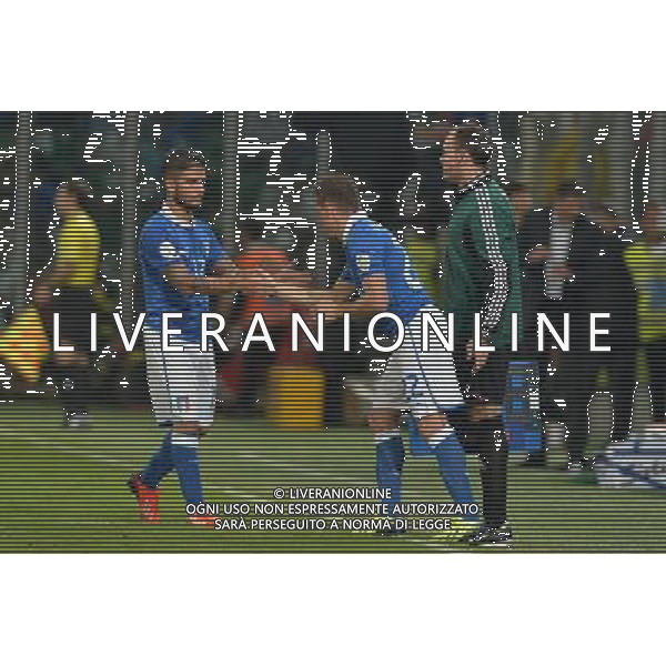 6-9-2013 Palermo : Italia - Bulgaria Qualificazioni Mondiali Calcio 2014 Nella foto: sostituzione Lorenzo Insigne - Emanuele Giaccherini GIUSEPPE SERGI/AG ALDO LIVERANI SAS 