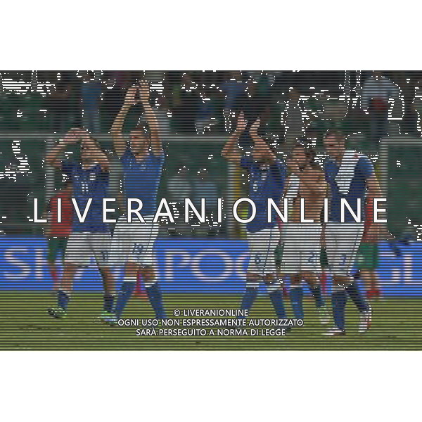 6-9-2013 Palermo : Italia - Bulgaria Qualificazioni Mondiali Calcio 2014 Nella foto: esultanza finale Italia GIUSEPPE SERGI/AG ALDO LIVERANI SAS 