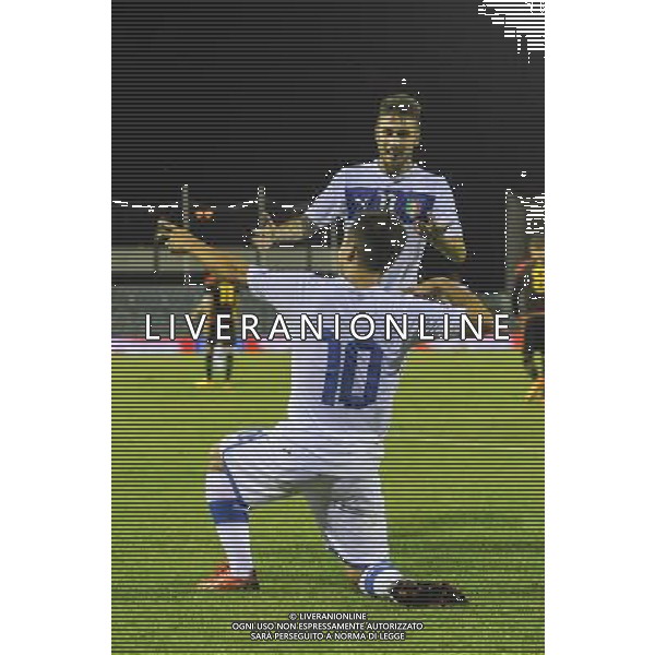 Rieti - 05/09/2013 - Stadio \'Centro d\'Italia\' - Qualificazioni Campionato Europeo Under 21 - Italia vs Belgio - nella foto: Cristian Battocchio esulta dopo il momentaneo vantaggio /Ph. Fabrizio Corradetti - Ag. Aldo Liverani sas