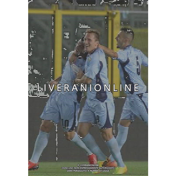 bergamo, stadio atleti azzurri d\'italia, 08 settembre 2013, nella foto CORRADI MATTIA dopo gol ,ph.moro/ALDO LIVERANI