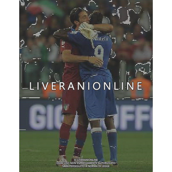 Qualificazioni ai Campionati Mondiali di Calcio Brasile FIFA 2014 Gruppo B Torino - 10.09.2013 Italia-Repubblica Ceca Nella Foto:buffon e balotelli esultano /Ph.Vitez-Ag. Aldo Liverani