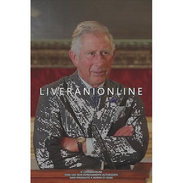 The Prince of Wales talks, at the Global Youth Entrepreneurship Reception at St James Palace in London. ©photoshot/AGENZIA ALDO LIVERANI SAS - ITALY ONLY - REALI INGLESI: Il Principe Carlo d\'inghilterra al Ricevimento del Global Youth Entrepreneurship presso St James Palace a Londra.