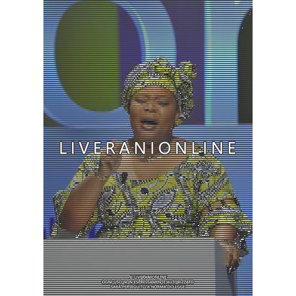MILANO 17/9/2013 PICCOLO TEATRO GIORGIO STREHELER, Lgo GREPPI ENI E DEUTSCHE BANK PRESENTANO: \'WOMEN IN BUSINESS AND SOCIETY. SUPERARE I CONFINI\' NELLA FOTO LEYMAH GBOWEE, PREMIO NOBEL PER LA PACE 2011 FOTO ROMANO/AG ALDO LIVERANI S.A.S.