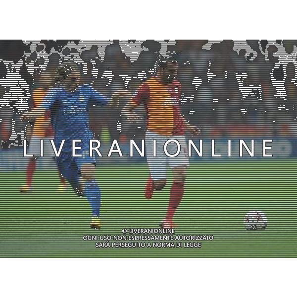 UEFA Champions League group B match between Galatasaray and Real Madrid at Turk Telekom Arena Stadium on September 17, 2013 in Istanbul,Turkey. Pictured: Luka Modric (L) of Real Madrid and Engin Baytar (R) of Galatasaray. LIGA MISTRZOW SEZON 2013/2014 PILKA NOZNA GALATASARAY vs REAL MADRYT FOT.SESKIM PHOTO/NEWSPIX.PL TURKEY, GERMANY, AUSTRIA AND UK OUT !!! --- Newspix.pl /AGENZIA ALDO LIVERANI SAS - ITALY ONLY - EDITORIAL USE ONLY *** Local Caption *** www.newspix.pl mail us: info@newspix.pl call us: 0048 022 23 22 222 --- Polish Picture Agency by Ringier Axel Springer Poland