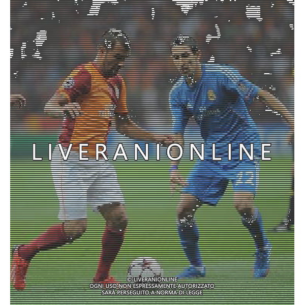 UEFA Champions League group B match between Galatasaray and Real Madrid at Turk Telekom Arena Stadium on September 17, 2013 in Istanbul,Turkey. Pictured: Engin Baytar of Galatasaray and Angel Di Maria (R) of Real Madrid. LIGA MISTRZOW SEZON 2013/2014 PILKA NOZNA GALATASARAY vs REAL MADRYT FOT.SESKIM PHOTO/NEWSPIX.PL TURKEY, GERMANY, AUSTRIA AND UK OUT !!! --- Newspix.pl /AGENZIA ALDO LIVERANI SAS - ITALY ONLY - EDITORIAL USE ONLY *** Local Caption *** www.newspix.pl mail us: info@newspix.pl call us: 0048 022 23 22 222 --- Polish Picture Agency by Ringier Axel Springer Poland