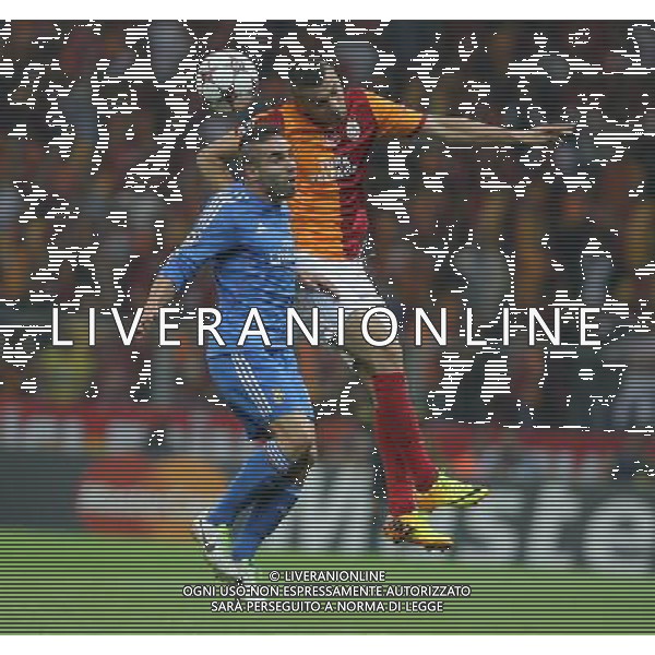 UEFA Champions League group B match between Galatasaray and Real Madrid at Turk Telekom Arena Stadium on September 17, 2013 in Istanbul,Turkey. Pictured: Daniel Carvajal of Real Madrid and Burak Yilmaz of Galatasaray. LIGA MISTRZOW SEZON 2013/2014 PILKA NOZNA GALATASARAY vs REAL MADRYT FOT.SESKIM PHOTO/NEWSPIX.PL TURKEY, GERMANY, AUSTRIA AND UK OUT !!! --- Newspix.pl /AGENZIA ALDO LIVERANI SAS - ITALY ONLY - EDITORIAL USE ONLY *** Local Caption *** www.newspix.pl mail us: info@newspix.pl call us: 0048 022 23 22 222 --- Polish Picture Agency by Ringier Axel Springer Poland