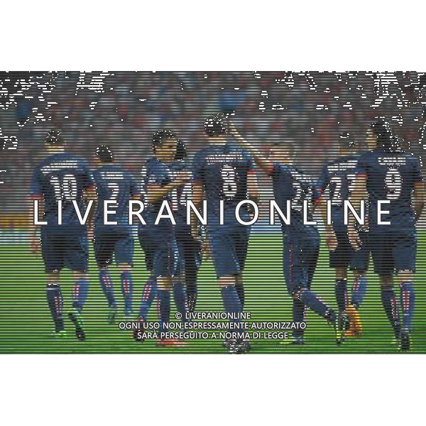 Joie du PSG - Thiago MOTTA - MARQUINHOS / Marco VERRATTI - 17.09.2013 - Olympiacos / Paris Saint Germain - Champions League Photo: Amandine Noel / Icon Sport /AGENZIA ALDO LIVERANI SAS - ITALY ONLY - EDITORIAL USE ONLY