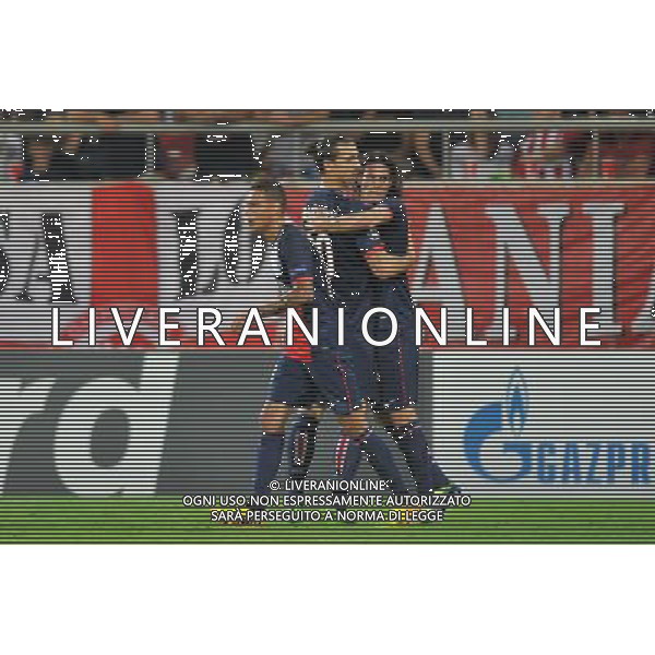 Joie PSG - Edinson CAVANI - 17.09.2013 - Olympiakos / Paris Saint Germain - Ligue des Champions Photo: Amandine Noel / Icon Sport /AGENZIA ALDO LIVERANI SAS - ITALY ONLY - EDITORIAL USE ONLY
