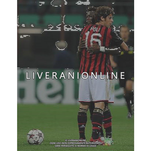 UEFA Champions League 2013/2014 Gruppo H Milano - 18.09.2013 Milan-Celtic Nella Foto:muntari esulta con poli a fine partita /Ph.Vitez-Ag. Aldo Liverani