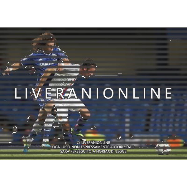 Basel\'s Marco Streller holds of Chelsea\'s David Luiz in action Photo by Kieran Galvin/CameraSport Football - UEFA Champions League Group E - Chelsea v Basel - Wednesday 18th September 2013 - Stamford bridge - London Œ© CameraSport - 43 Linden Ave. Countesthorpe. Leicester. England. LE8 5PG - Tel: +44 (0) 116 277 4147 - admin@camerasport.com - www.camerasport.com AG ALDO LIVERANI SAS ONLY ITALY
