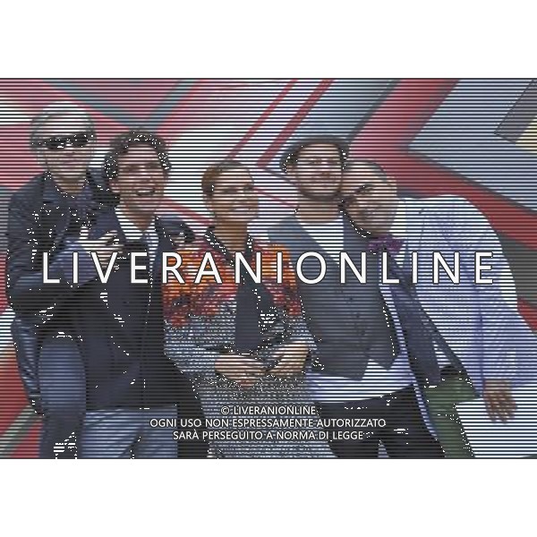 MILANO 24/9/2013 VIA THAON DI RAVEL, 21 PRESENTAZIONE DI \'X FACTOR 2013\' TERZA EDIZIONE NELLA FOTO MORGAN, MIKA, SIMONA VENTURA, ELIO E ALESSANDRO CATTELAN FOTO ROMANO/AG ALDO LIVERANI S.A.S.