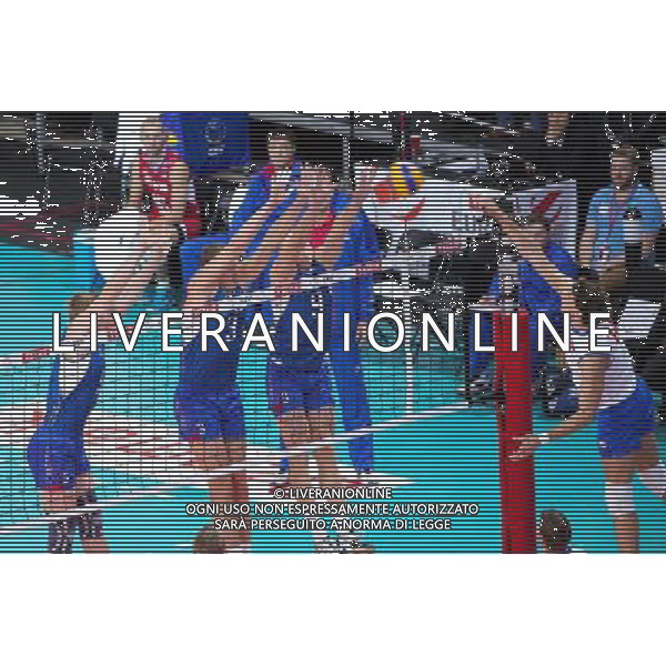 28.09.2013 - Kopenhaga , Dania , Parken Arena Copenhagen , siatkowka , Mistrzostwa Europy w pilke siatkowa , Rosja (niebieskie) - Serbia (biale) , 2013 CEV VELUX Volleyball European Championship , Russia - Serbia N/Z Sergey Grankin , Nikolay Apalikov , Alexey Spiridoniv , Aleksandar Atanasijevic Fot. Marek Prucnal / MPAimages.com / EDYTOR.net / NEWSPIX.PL --- Newspix.pl AG ALDO LIVERANI SAS ONLY ITALY *** Local Caption *** www.newspix.pl mail us: info@newspix.pl call us: 0048 022 23 22 222 --- Polish Picture Agency by Ringier Axel Springer Poland