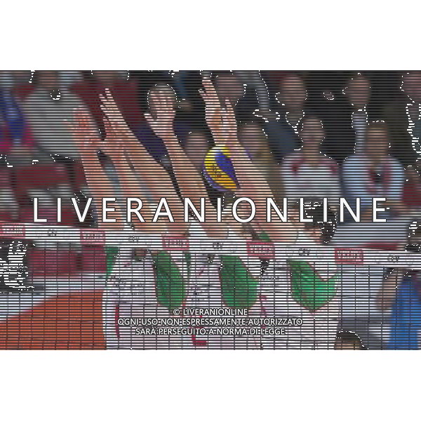 29.09.2013 - Kopenhaga , Dania , Parken Arena Copenhagen , siatkowka , Mistrzostwa Europy w pilke siatkowa , Serbia (czerwone) - Bulgaria (biale) , 2013 CEV VELUX Volleyball European Championship , Serbia - Bulgaria N/Z Georgi Bratoev , Viktor Yosifov , Todor Aleksiev Fot. Marek Prucnal / MPAimages.com / EDYTOR.net / NEWSPIX.PL --- Newspix.pl /AGENZIA ALDO LIVERANI SAS - ITALY ONLY - Serbia - Bulgaria pallavolo, campionato europeo di Volley *** Local Caption *** www.newspix.pl mail us: info@newspix.pl call us: 0048 022 23 22 222 --- Polish Picture Agency by Ringier Axel Springer Poland