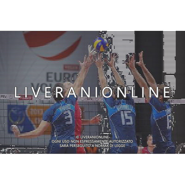 29.09.2013 - Kopenhaga , Dania , Parken Arena Copenhagen , siatkowka , Mistrzostwa Europy w pilke siatkowa , Rosja (czerwone) - Wlochy (niebieskie) , 2013 CEV VELUX Volleyball European Championship , Russia - Italy N/Z Simone Parodi , Nikolay Pavlov , Emanuele Birarelli , Dragan Travica Fot. Marek Prucnal / MPAimages.com / EDYTOR.net / NEWSPIX.PL --- Newspix.pl /AGENZIA ALDO LIVERANI SAS - ITALY ONLY - Russia - Italia Finale Pallavolo Campionato Europeo Volley a Copenhagen 29.09.2013 *** Local Caption *** www.newspix.pl mail us: info@newspix.pl call us: 0048 022 23 22 222 --- Polish Picture Agency by Ringier Axel Springer Poland