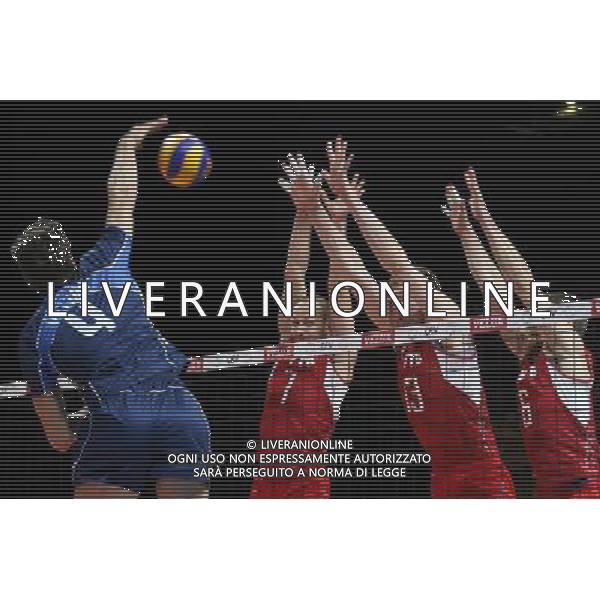 29.09.2013, Kopenhaga, siatkowka, volleyball, Mistrzostwa Europy, final, European Championship, final match, Rosja - Wlochy, Russia - Italy, Luca Vettori (ITA), Nikolay Pavlov, Dmitriy Muserskiy, Evgeny Sivozhelez (RUS), fot. Tomasz Jastrzebowski / Foto Olimpik / NEWSPIX.PL --- Newspix.pl /AGENZIA ALDO LIVERANI SAS - ITALY ONLY - Russia - Italia Finale Pallavolo Campionato Europeo Volley a Copenhagen 29.09.2013 *** Local Caption *** www.newspix.pl mail us: info@newspix.pl call us: 0048 022 23 22 222 --- Polish Picture Agency by Ringier Axel Springer Poland