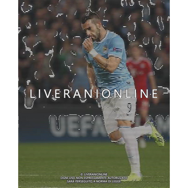 Manchester City\'s Alvaro Negredo celebrates scoring his sides first goal to make the score 3 - 1 to Bayern Munich Photo by Rich Linley/CameraSport Football - UEFA Champions League Group D - Manchester City v Bayern Munich - Wednesday 2nd October 2013 - Etihad Stadium - Manchester © CameraSport - 43 Linden Ave. Countesthorpe. Leicester. England. LE8 5PG - Tel: +44 (0) 116 277 4147 - admin@camerasport.com - www.camerasport.com AG ALDO LIVERANI SAS ONLY ITALY