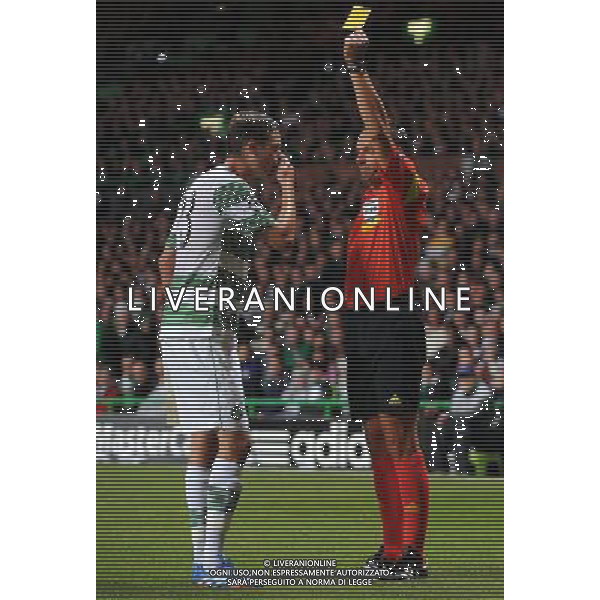 MIKAEL LUSTIG BOOKED BY REFEREE STEPHANE LANNOY GLASGOW CELTIC V BARCELONA CELTIC V BARCELONA, CHAMPIONS LEAGUE GROUP H CELTIC PARK, GLASGOW, SCOTLAND 01 October 2013 GAS74274 CELTIC PARK, CHAMPIONS LEAGUE GROUP H WARNING! This Photograph May Only Be Used For Newspaper And/Or Magazine Editorial Purposes. May Not Be Used For Publications Involving 1 player, 1 Club Or 1 Competition Without Written Authorisation From Football DataCo Ltd. For Any Queries, Please Contact Football DataCo Ltd on +44 (0) 207 864 9121