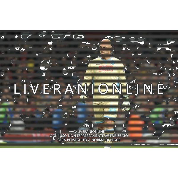  Pepe Reina playing in the Champions League match between Arsenal and Napoli. Held at the Emirates Stadium, London, on Tuesday October 01, 2013. ©photoshot/AGENZIA ALDO LIVERANI SAS - ITALY ONLY - EDITORIAL USE ONLY