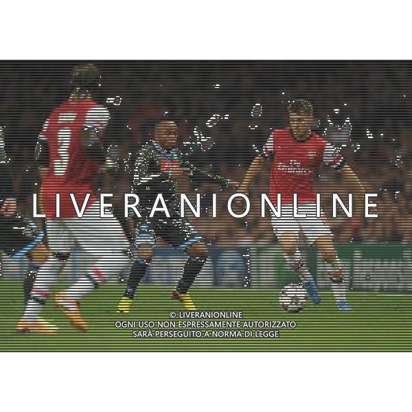  Aaron Ramsey playing in the Champions League match between Arsenal and Napoli. Held at the Emirates Stadium, London, on Tuesday October 01, 2013. ©photoshot/AGENZIA ALDO LIVERANI SAS - ITALY ONLY - EDITORIAL USE ONLY