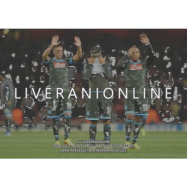  Disappointed Napoli players acknowledge their travelling fans in the Champions League match between Arsenal and Napoli. Held at the Emirates Stadium, London, on Tuesday October 01, 2013. ©photoshot/AGENZIA ALDO LIVERANI SAS - ITALY ONLY - EDITORIAL USE ONLY