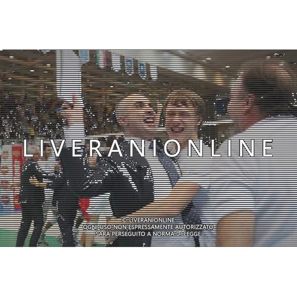 Diatec Trentino - Lube Banca Marche Macerata Volley Maschile Del Monte Supercoppa Italiana 09 ottobre 2013 nella foto l\'esultanza e festeggiamenti dei giocatori del Itas trentino - serniotti ©Garbuio/AGENZIA ALDO LIVERANI SAS