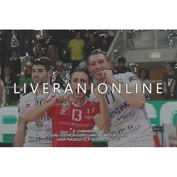 Diatec Trentino - Lube Banca Marche Macerata Volley Maschile Del Monte Supercoppa Italiana 09 ottobre 2013 nella foto l\'esultanza dei giocatori del Itas trentino - Burgsthaler ©Garbuio/AGENZIA ALDO LIVERANI SAS