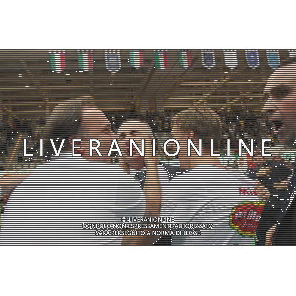 Diatec Trentino - Lube Banca Marche Macerata Volley Maschile Del Monte Supercoppa Italiana 09 ottobre 2013 nella foto l\'esultanza di serniotti ©Garbuio/AGENZIA ALDO LIVERANI SAS