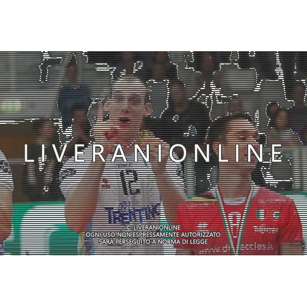 Diatec Trentino - Lube Banca Marche Macerata Volley Maschile Del Monte Supercoppa Italiana 09 ottobre 2013 nella foto l\'esultanza di szabo ©Garbuio/AGENZIA ALDO LIVERANI SAS