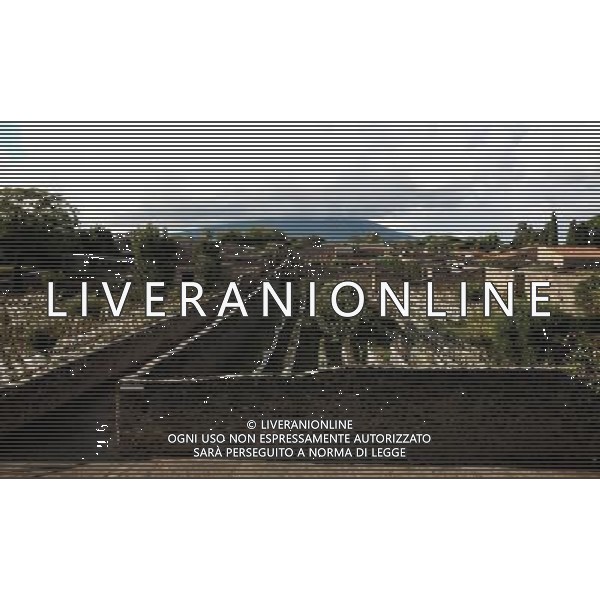 (131012) -- BEIJING, Oct. 12, 2013 () -- Photo taken on Oct. 9, 2013 shows a view of the excavations of Pompei, Italy. When Vesuvius erupted on Aug. 24, AD 79, it engulfed the flourishing Roman towns of Pompei. These have been progressively excavated and made accessible to the public since the mid-18th century, reappearing the vast expanse of the commercial town of Pompei. The UNESCO Commitee inscribed Archaeological Areas of Pompei, Herculaneum and Torre Annunziata as a world heritage site in 1997. (/Du Juanjuan) ©Photoshot/Ag. Aldo Liverani s.a.s.-Only Italy-Editorial Use Only