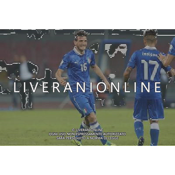 GARA DI QUALIFICAZIONE ALLA COPPA DEL MONDO FIFA 2014 NAPOLI 15 OTTOBRE 2013 STADIO SAN PAOLO ITALIA, ARMENIA NELLA FOTO: ESULTANZA FLORENZI FOTO MOSCA- AG. LIVERANI /AGENZIA ALDO LIVERANI SAS