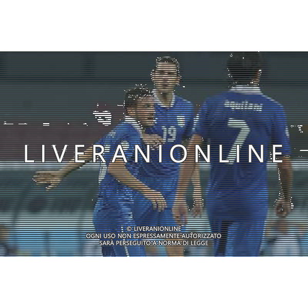 GARA DI QUALIFICAZIONE ALLA COPPA DEL MONDO FIFA 2014 NAPOLI 15 OTTOBRE 2013 STADIO SAN PAOLO ITALIA, ARMENIA NELLA FOTO: ESULTANZA FLORENZI FOTO MOSCA- AG. LIVERANI /AGENZIA ALDO LIVERANI SAS