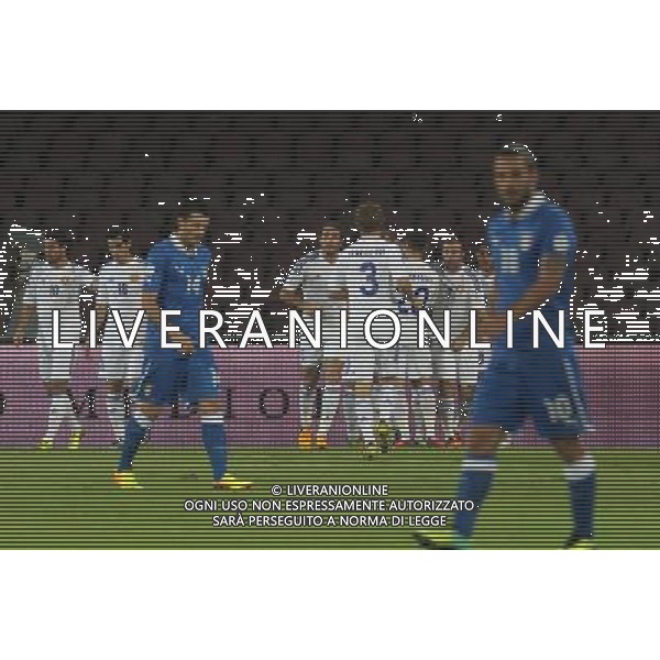 GARA DI QUALIFICAZIONE ALLA COPPA DEL MONDO FIFA 2014 NAPOLI 15 OTTOBRE 2013 STADIO SAN PAOLO ITALIA, ARMENIA NELLA FOTO: ESULTANZA ARMENIA FOTO MOSCA- AG. LIVERANI /AGENZIA ALDO LIVERANI SAS